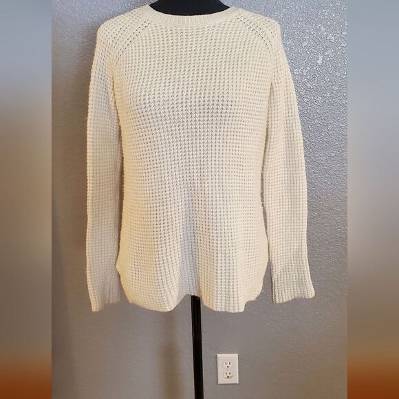 Marine Layer Delaney Pullover Waffle Knit Sweater Cream M - Picture 5 of 16